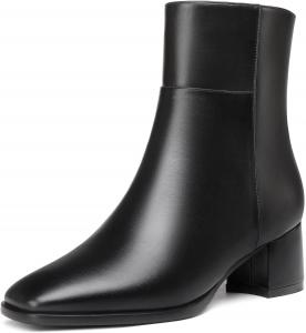 Женские ботильоны Eldof с низким блочным каблуком, квадратным носком и массивным каблуком, короткие ботинки с боковой молнией, каблуки Челси, Black