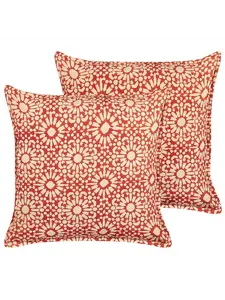 Декоративная подушка Beliani 2er Set Deko CEIBA, цвет rot/beige