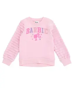 Детская флисовая толстовка с искусственным мехом на рукавах Barbie, розовый