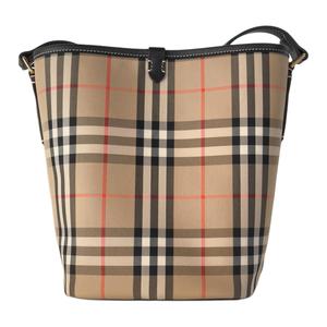 Burberry Кожаная с тканью сумка-ведро через плечо среднего размера женская бежевая