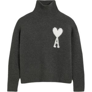 Свитер Ami Paris Ami De Coeur High Neck Knitted Jumper AMIPARIS, темно-серый