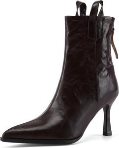 Женские ботильоны TinaCus из натуральной кожи с высоким каблуком-стилетто, с застежкой-молнией и заостренным носком, ручной работы, Dark Brown