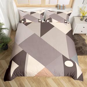 Erosebridal Геометрический комплект постельного белья для детей с треугольным принтом, современный минималистичный дизайн, Brown Grey Khaki