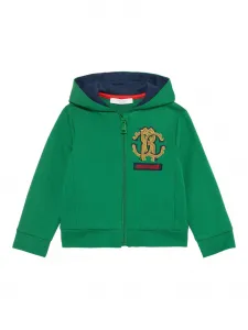 Худи на молнии с монограммой Roberto Cavalli Junior, зеленый