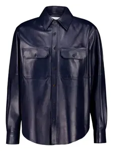 Кожаная рубашка с карманами Alexander McQueen, синий