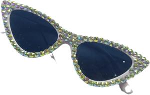 Солнцезащитные очки Melrose со стразами, дизайнерские очки с защитой от УФ-излучения UV400, роскошные солнцезащитные очки с кристаллами, блестящие очки с бриллиантами, White