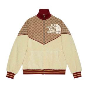 Куртка на молнии Gucci x The North Face, цвет Бежевый/Черное дерево
