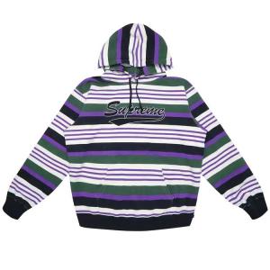 Толстовка Supreme Striped Hooded Sweatshirt Black, разноцветный
