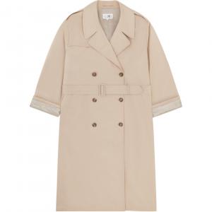 Двубортный тренч оверсайз Mm6 Maison Margiela, бежевый