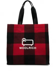 Сумка-тоут в клетку тартан с логотипом WOOLRICH, красный