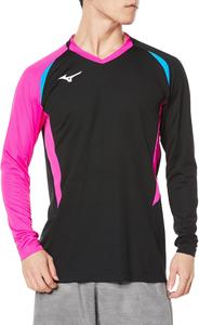 Волейбольная толстовка Mizuno V2MA2122, игровая толстовка, с длинным рукавом, влагоотводящая, быстросохнущая, доступна в детском варианте, черный/голубой