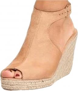 Женские сандалии Ladmiple с клиновидным каблуком, удобные и стильные, на липучке и пряжке на щиколотке, летние повседневные пляжные обувь с открытым носком и платформой, Z1+Brown