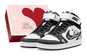 Court Borough 2 Couple's, Kitten Manual, Anti Aging, милый, модный универсальный износостойкий кроссовок Mid top Nike, черный белый