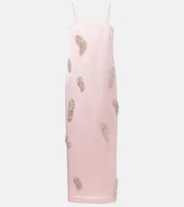 Платье-комбинация из атласа с декоративными элементами Cindy Alémais, розовый