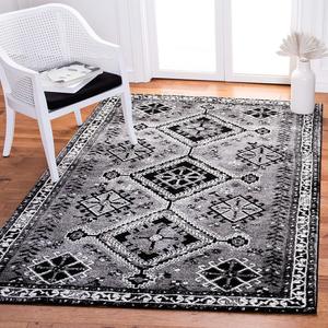 Ковер SAFAVIEH, 275 x 366 см, Vintage Hamadan Collection, Grey & Black, Oriental Distressed Design, Non-Shedding & Easy Care, идеален для помещений с высокой проходимостью в гостиной, спальне (VTH293F)