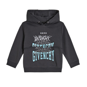 Худи из смесового хлопка с принтом Givenchy Kids, серый