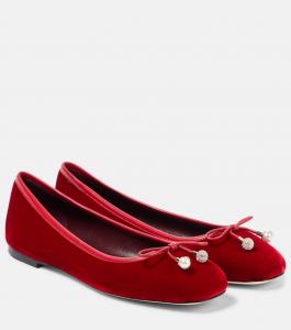 Бархатные балетки Elme Jimmy Choo, Ruby Red