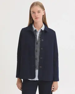 Женская куртка с застежкой на пуговицы и передними карманами Nice Things, темно-синий