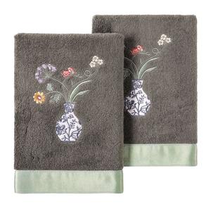 Linum Текстиль для дома Турецкий хлопок Stella Набор украшенных полотенец для рук из 2 предметов Linum Home Textiles, цвет Charcoal