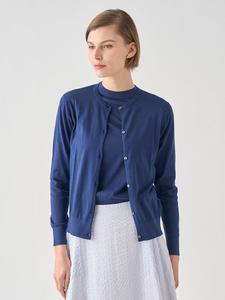 Вязаный кардиган с длинными рукавами из хлопка | ELINOR | 30 г, современный крой