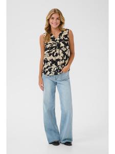 Блузка без рукавов KAciara, классический крой, песочный/черный цветочный Kaffe