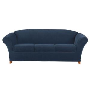 Эластичный чехол Sure Fit для индивидуального дивана Pique Box с 3 подушками, темно-синий