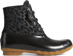 Женские водонепроницаемые сапоги Sperry Saltwater с узором под гепарда, Black