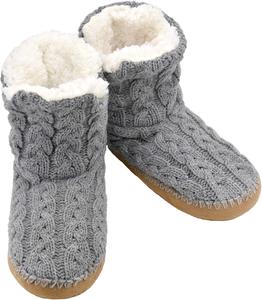 Женские носки-тапочки Panda Bros с захватами, пушистые уютные тапочки-ботиночки с нескользящей подошвой, уютные теплые домашние тапочки, Grey