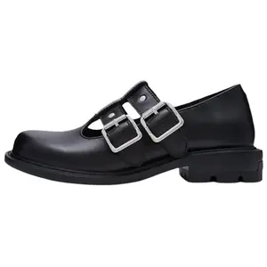 Туфли Мэри Джейн ReRe на массивном каблуке 4 см, унисекс, черно-серебристые Both, Black