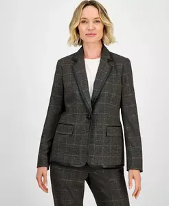 Пиджак из искусственной кожи с одной пуговицей, Regular и Petites Kasper, черный