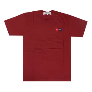 Футболка Comme des Garçons PLAY Double Heart T-Shirt 'Burgundy', красный