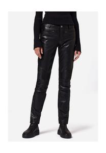 Женские кожаные брюки Donna, кожаные джинсы с заниженной талией с байкерскими элементами RICANO, черный