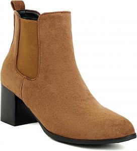 Женские модные ботильоны Artykey с массивным каблуком, на невысоком грубом каблуке, из искусственной замши, с круглым носком, повседневные челси, Brown