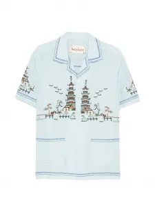 Рубашка Meguru с накладными карманами Baziszt, синий