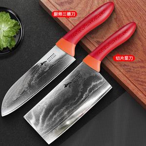 Mad Shark Ножи кухонные Дамаск красные (нож шеф-повара + нож для нарезки)