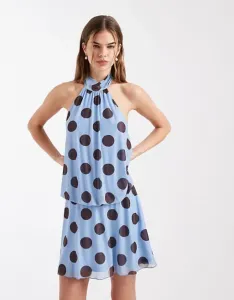 Синее платье мини с воротником-халтером New Look