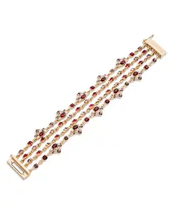 Многорядный гибкий браслет с искусственным жемчугом, камнями из стекла и эпоксидной смолы Marchesa, red