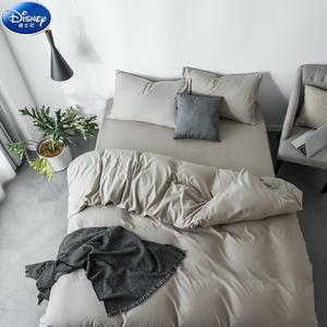 Disney Комплект постельного белья, 4 предмета, простыня на резинке для кровати 200 см, пододеяльник 200x230 см, цвет шампань-серый, однотонный