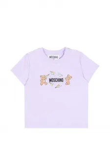 Футболка с изображением мишки Moschino Kids, фиолетовый