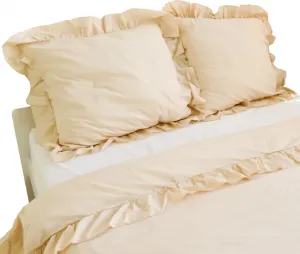 Комплект постельного белья из хлопка с оборками: пододеяльник 180х200 см + 2 наволочки 70х80 см, бежевый EDANTI