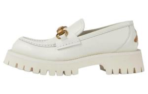 Лоферы с подковой для женщин белые GUCCI
