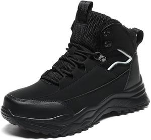 Зимние мужские ботинки для пеших прогулок, водонепроницаемые, утепленные мехом, противоскользящие, на щиколотку, повседневные кроссовки, легкие походные и туристические ботинки Qacksv, черный