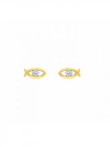 Adeliás Женские золотые серьги-гвоздики 333 в форме рыбки с кубическим цирконием в золоте
