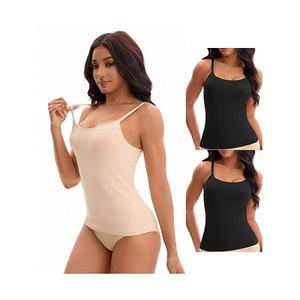3 упаковки женских майок-топов на бретелях с встроенным бюстгальтером Inspire Chic, Black Beige