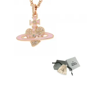 Vivienne Westwood Латунное ожерелье с дизайном "Обратное сердце Сатурна" унисекс rose gold/розовое