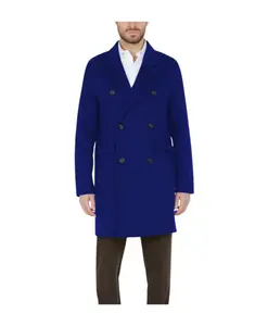 Мужское пальто из синей шерстяной смеси Paolo Pecora, синий