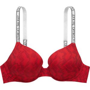 Victoria's Secret Бюстгальтер женский красный с принтом под змеиную кожу