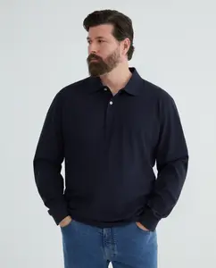Мужская поло с длинным рукавом пике больших размеров Dustin, темно-синий