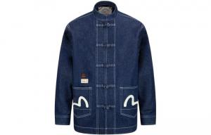 Джинсовая куртка мужская джинсовая синяя Evisu, синий