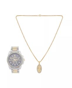 Мужские кварцевые двухцветные часы из сплава, 45 мм, подарочный набор American Exchange, мультиколор